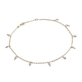 Bracelet de cheville extensible en or 9 carats de 25 cm avec perles en oxyde de zirconium transparent de 2 mm