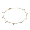 Bracelet extensible en or 9 carats de 19 cm avec perles en oxyde de zirconium transparent