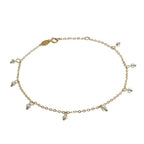 Bracelet extensible en or 9 carats de 19 cm avec perles en oxyde de zirconium transparent