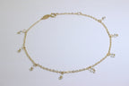 Bracelet extensible en or 9 carats de 19 cm avec perles en oxyde de zirconium transparent