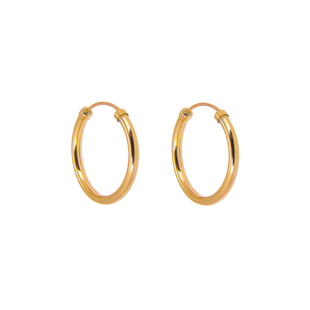 Boucles d'oreilles créoles en or jaune 9 carats de 14 mm