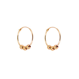 Boucles d'oreilles créoles en or jaune 9 carats de 14 mm avec perles coulissantes