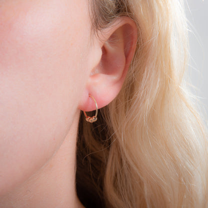 Boucles d'oreilles créoles en or jaune 9 carats de 14 mm avec perles coulissantes