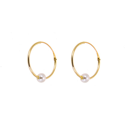 Boucles d'oreilles créoles en or jaune 9 carats avec perle