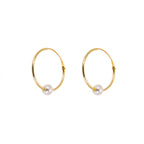 Boucles d'oreilles créoles en or jaune 9 carats avec perle