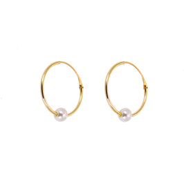 Boucles d'oreilles créoles en or jaune 9 carats avec perle