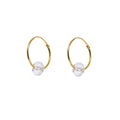 Boucles d'oreilles créoles en or jaune 9 carats avec perle transparente