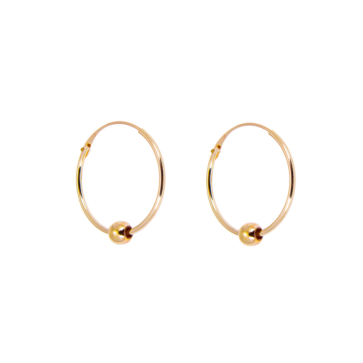 Boucles d'oreilles créoles en or jaune 9 carats avec perle de 3 mm