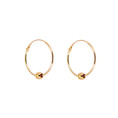 Boucles d'oreilles créoles en or jaune 9 carats avec perle de 3 mm