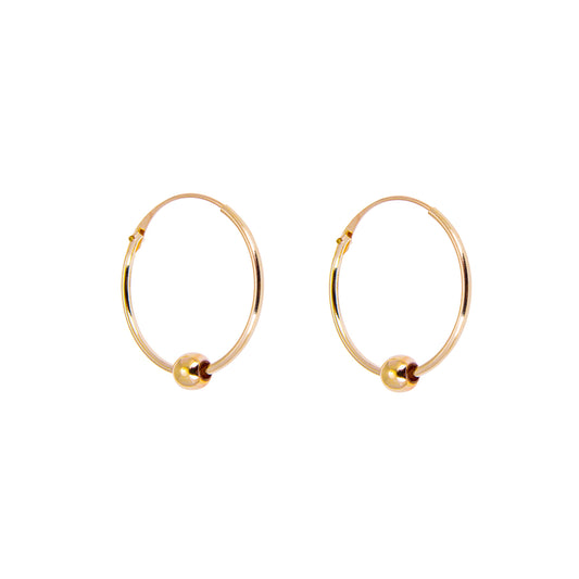 Boucles d'oreilles créoles en or jaune 9 carats avec perle de 3 mm