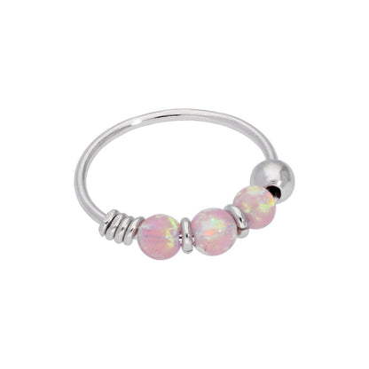 Anneau de nez en perles blanches et opales 9 carats