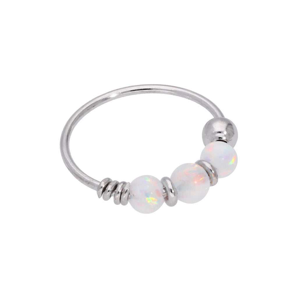 Anneau de nez en perles blanches et opales 9 carats