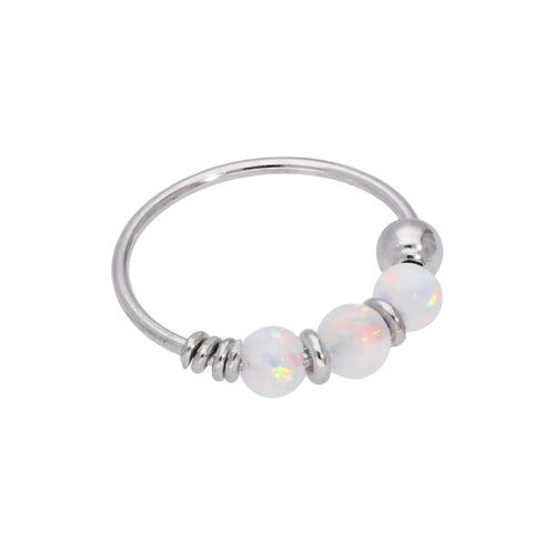 Anneau de nez en perles blanches et opales 9 carats