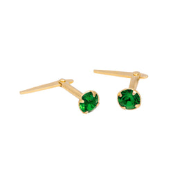 Boucles d'oreilles Andralok en argent sterling plaqué or et cristal CZ émeraude de 3 mm