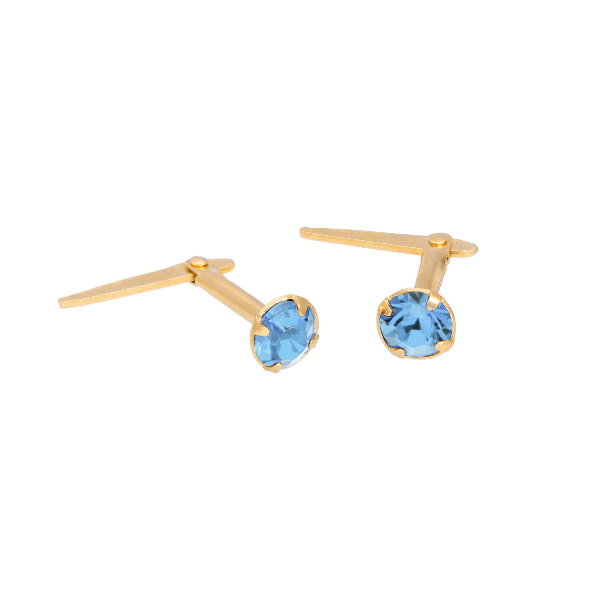 Boucles d'oreilles à tige Andralok en argent sterling plaqué or et cristal de 3 mm