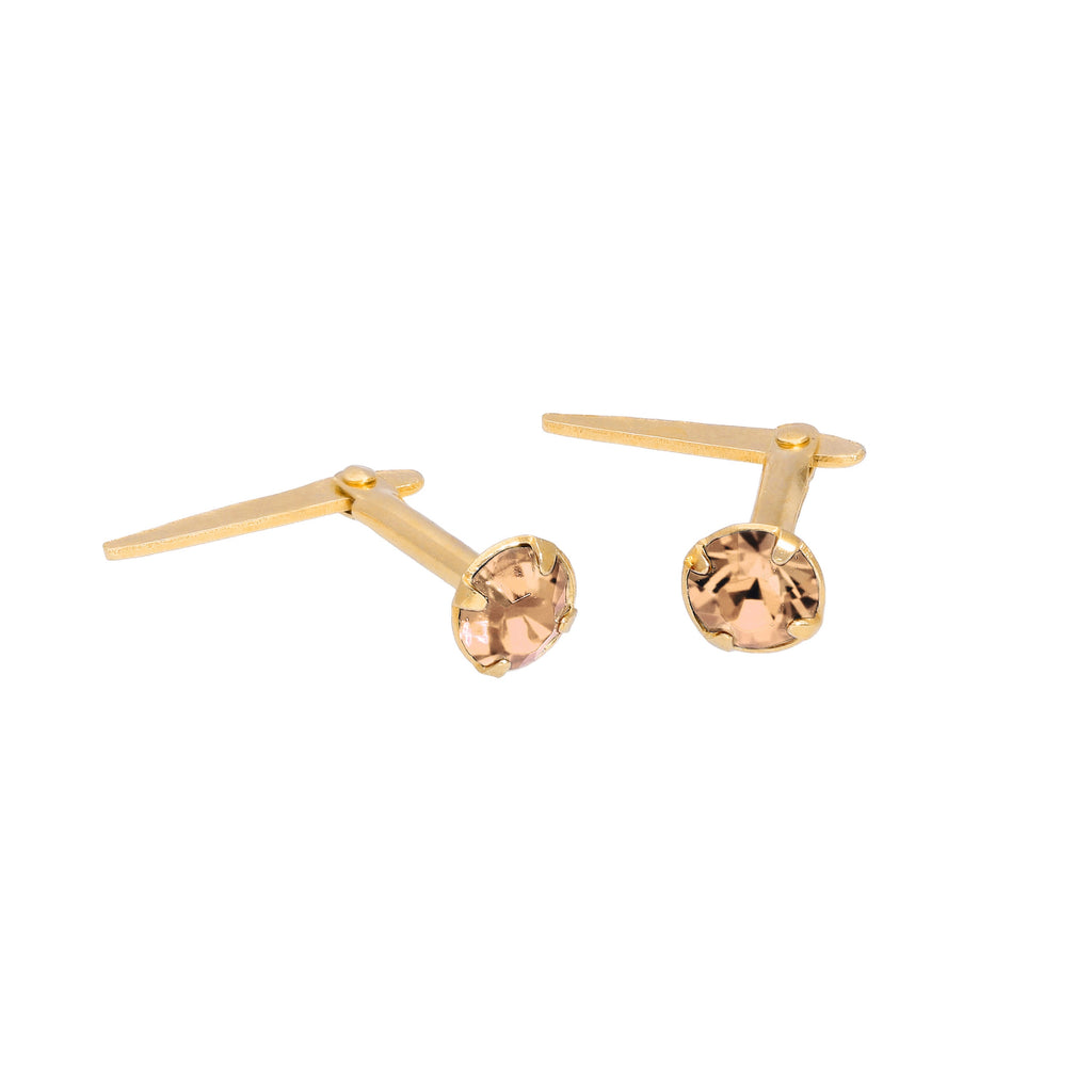Boucles d'oreilles à tige Andralok en argent sterling plaqué or et cristal de 3 mm