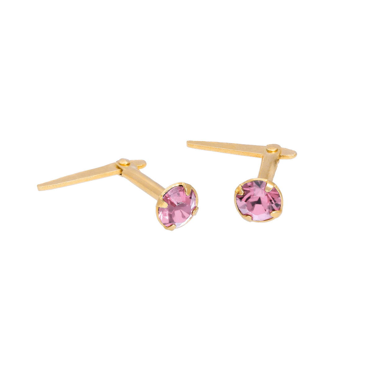 Boucles d'oreilles à tige Andralok en argent sterling plaqué or et cristal de 3 mm