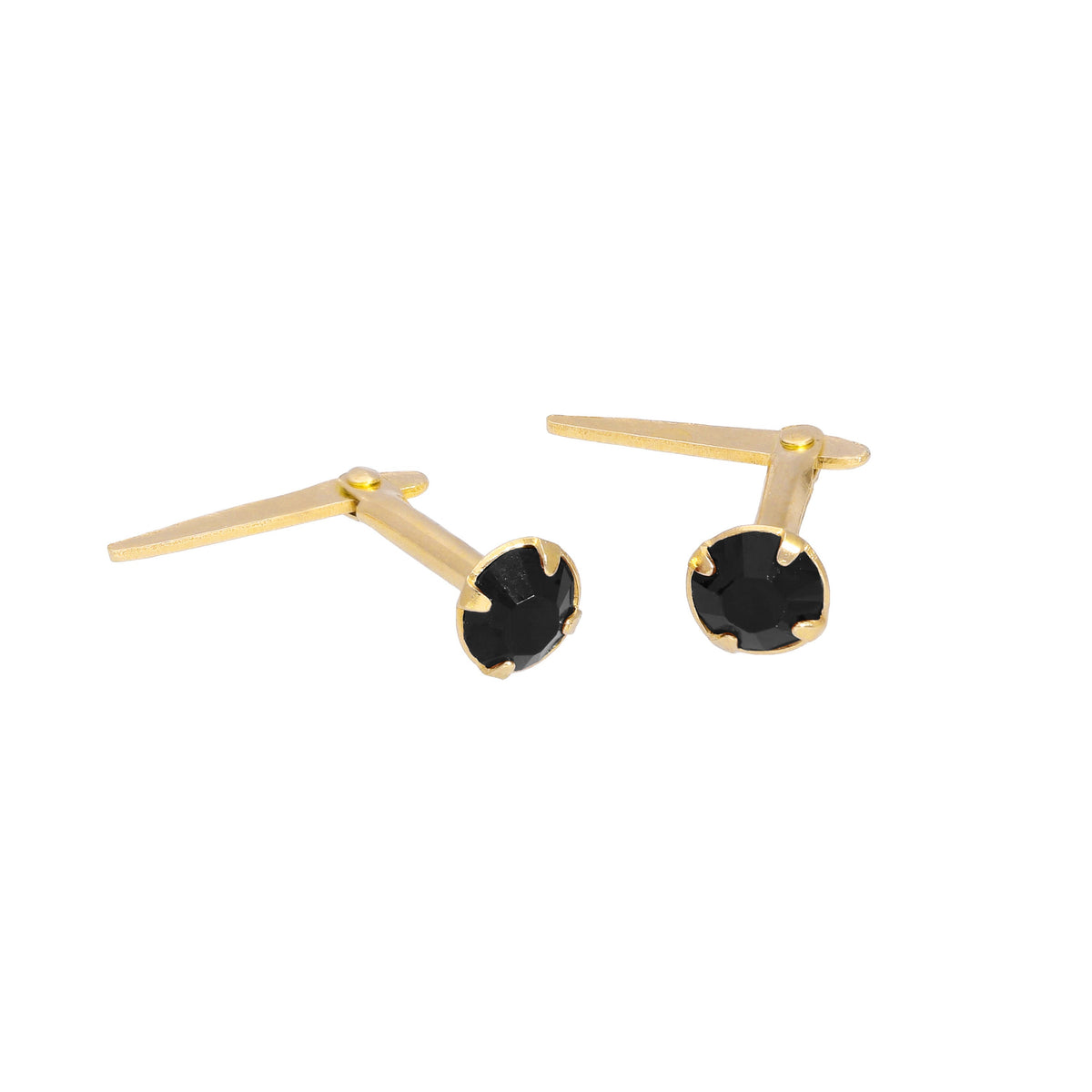 Boucles d'oreilles à tige Andralok en argent sterling plaqué or et cristal de 3 mm