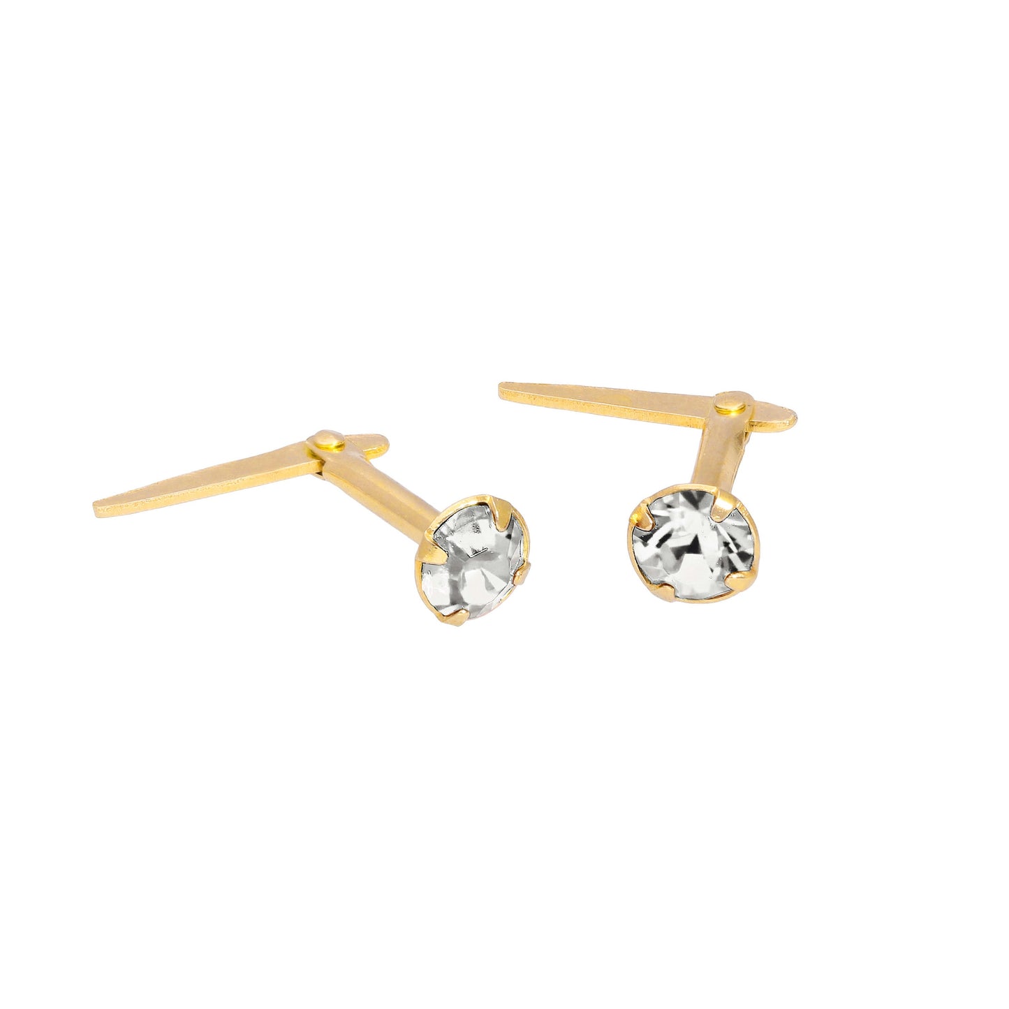 Boucles d'oreilles à tige Andralok en argent sterling plaqué or et cristal de 3 mm