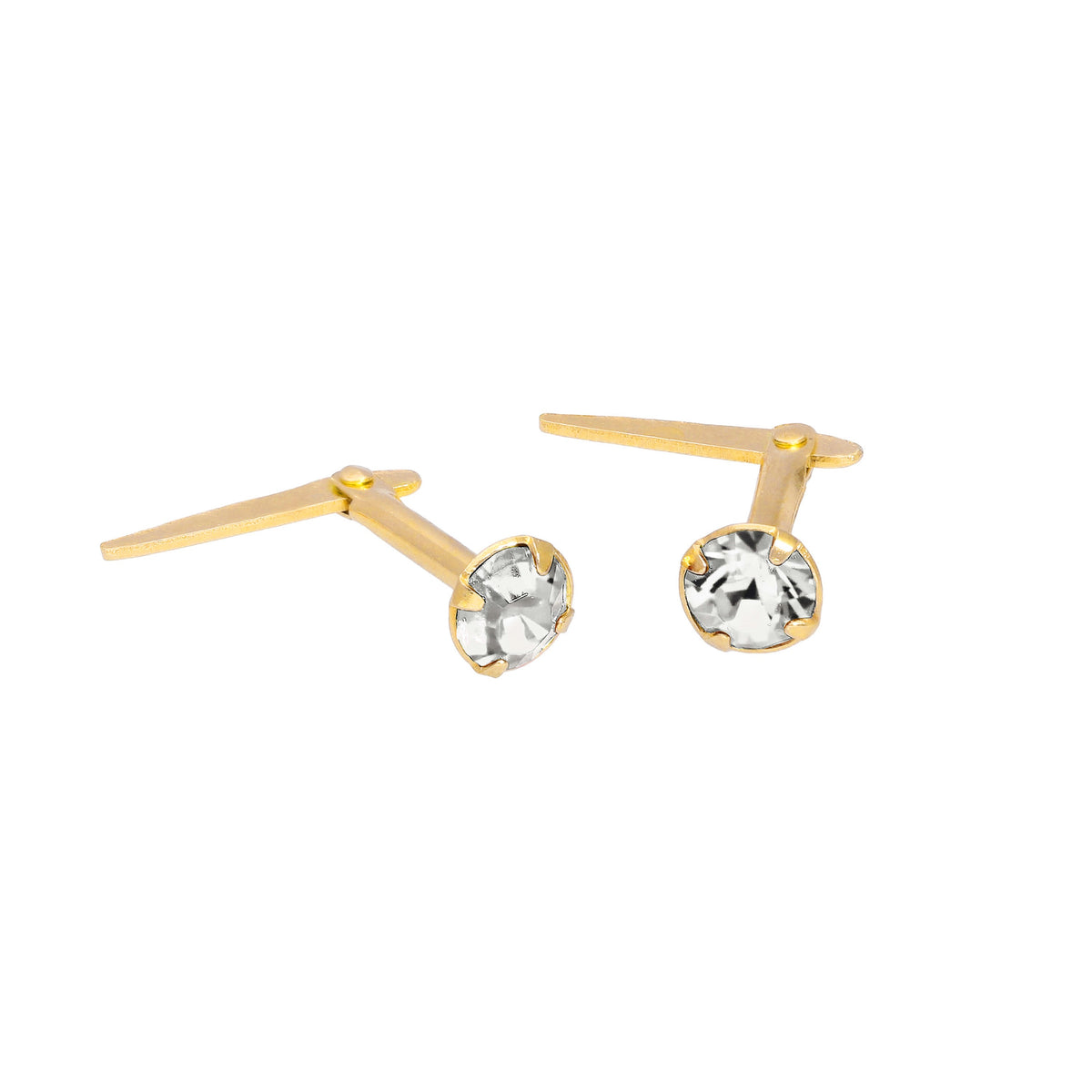 Boucles d'oreilles à tige Andralok en argent sterling plaqué or et cristal de 3 mm