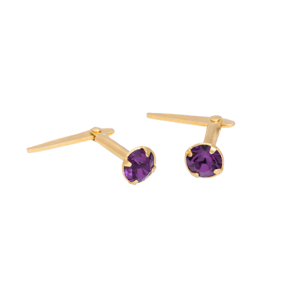 Boucles d'oreilles à tige Andralok en argent sterling plaqué or et cristal de 3 mm