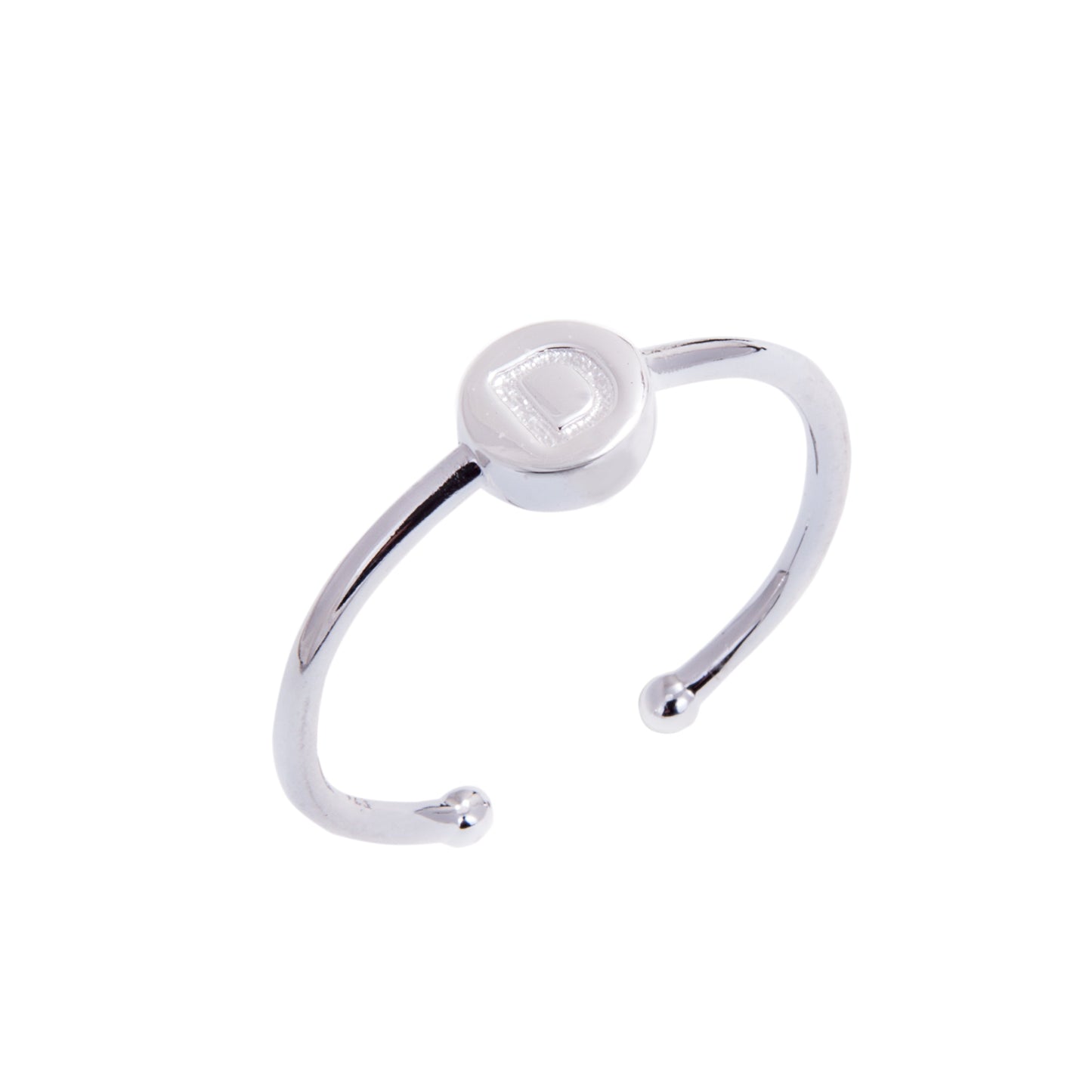 Bagues coulissantes en argent sterling avec lettres de l'alphabet