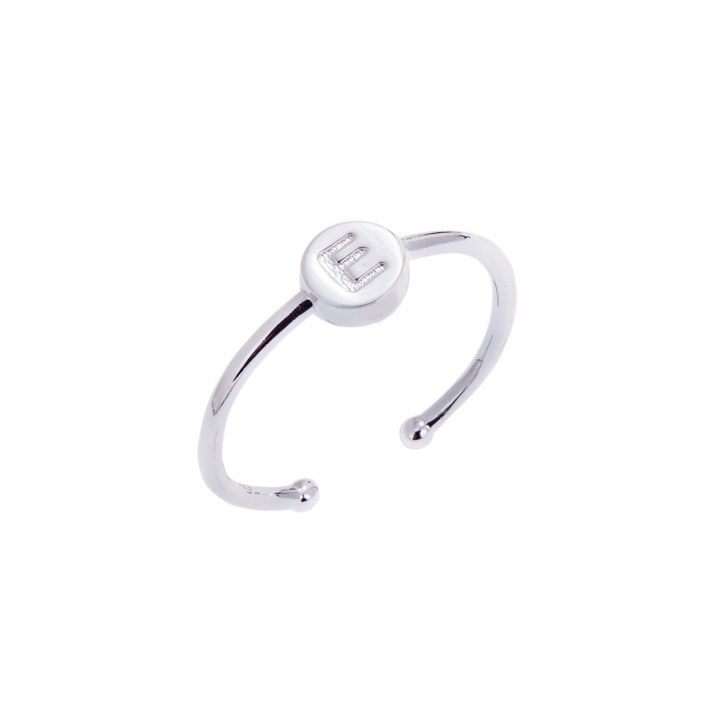 Bagues coulissantes en argent sterling avec lettres de l'alphabet