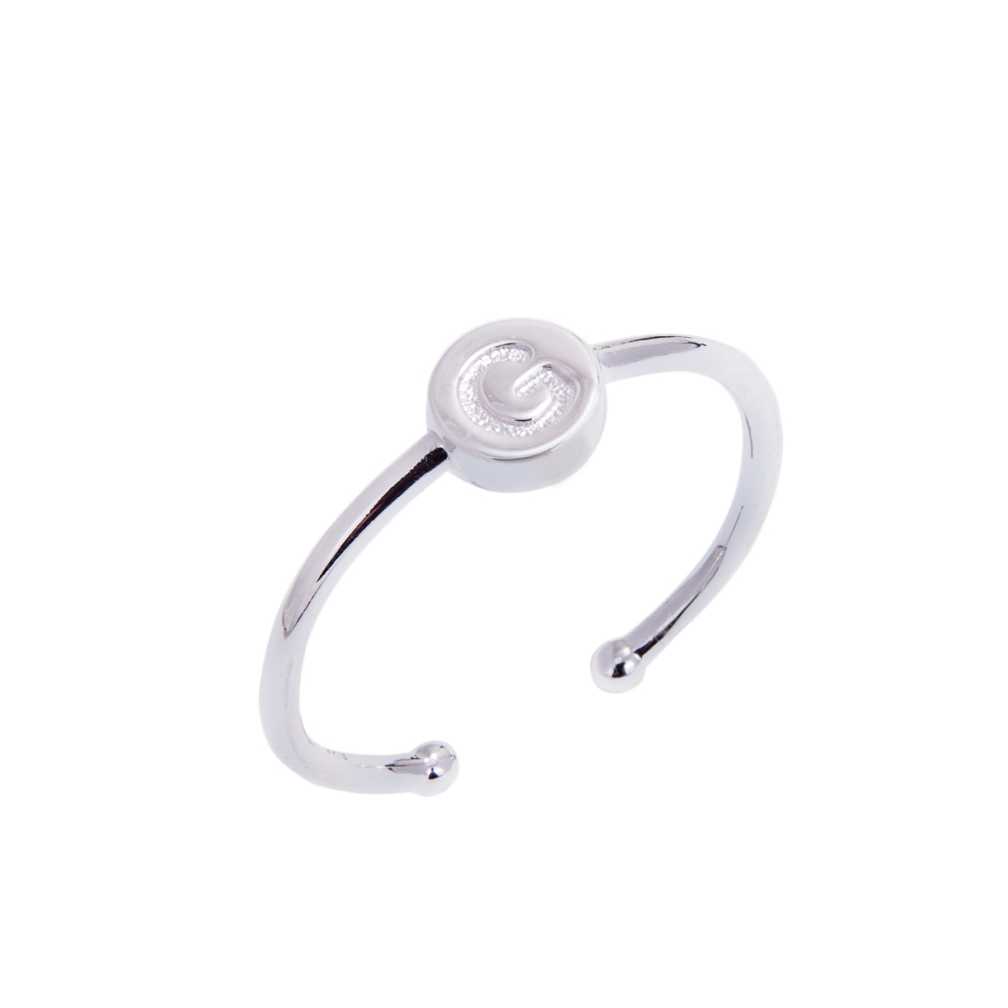 Bagues coulissantes en argent sterling avec lettres de l'alphabet