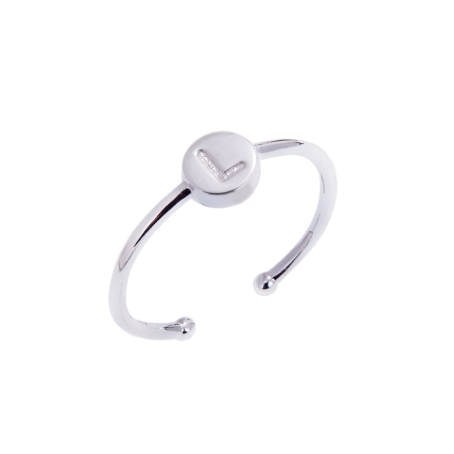 Bagues coulissantes en argent sterling avec lettres de l'alphabet