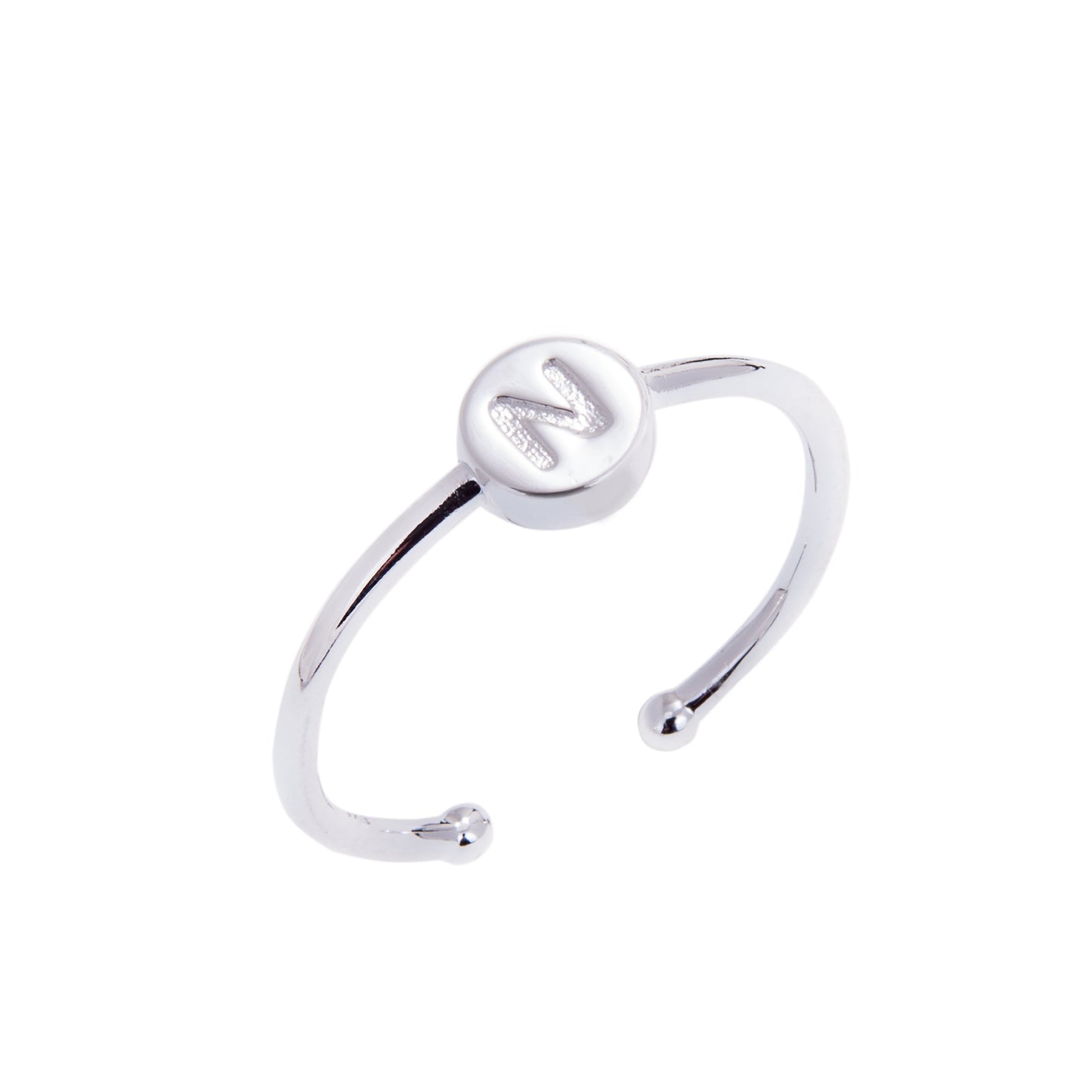 Bagues coulissantes en argent sterling avec lettres de l'alphabet