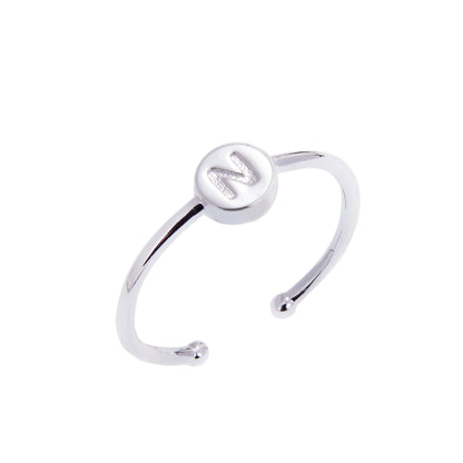 Bagues coulissantes en argent sterling avec lettres de l'alphabet