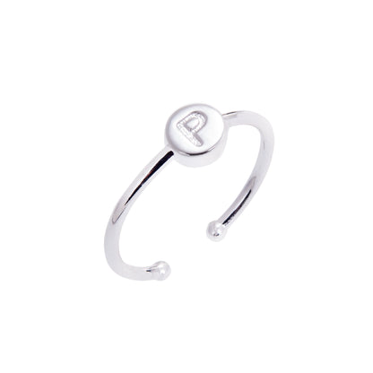 Bagues coulissantes en argent sterling avec lettres de l'alphabet