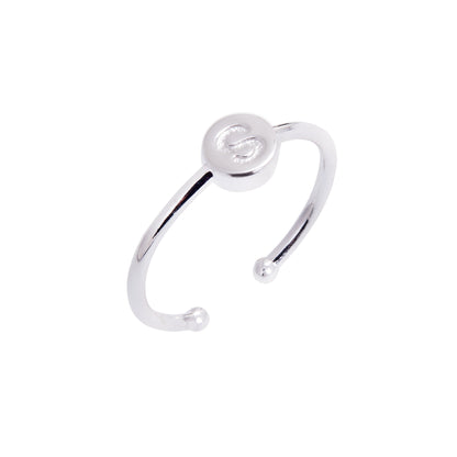 Bagues coulissantes en argent sterling avec lettres de l'alphabet