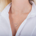 Collier en argent sterling avec grand contour en forme de cœur, 35 à 70 cm
