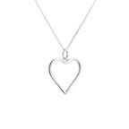 Collier en argent sterling avec grand contour en forme de cœur, 35 à 70 cm