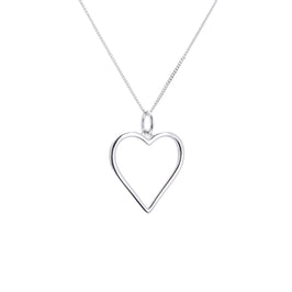 Collier en argent sterling avec grand contour en forme de cœur, 35 à 70 cm