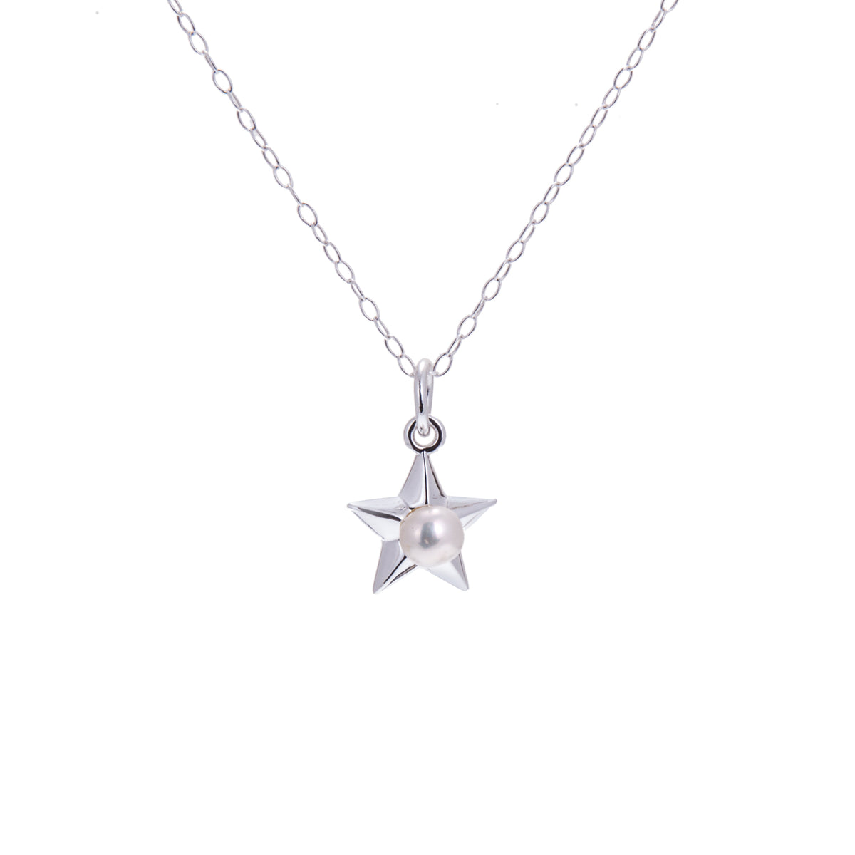 Collier étoile en argent sterling et perles - 35 à 55 cm