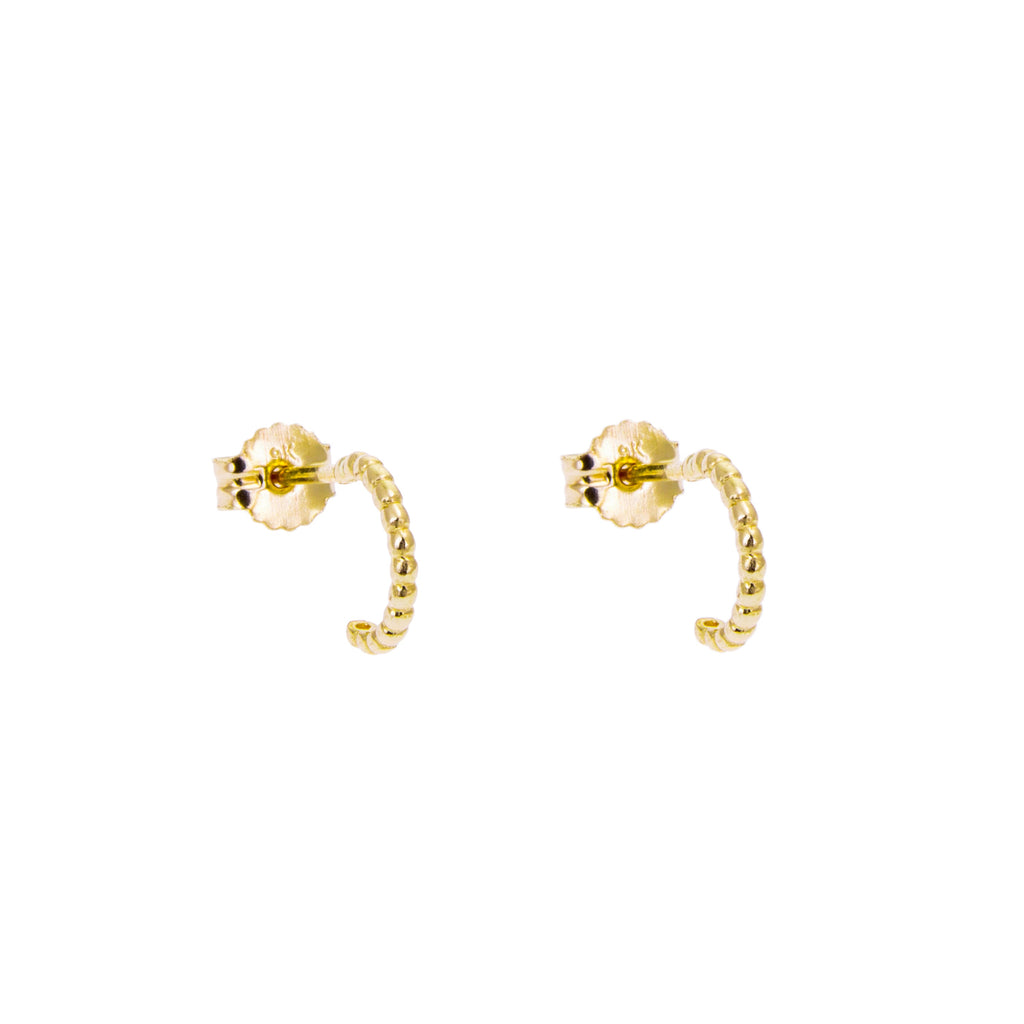 Boucles d'oreilles créoles ouvertes à clous et perles en or 9 carats