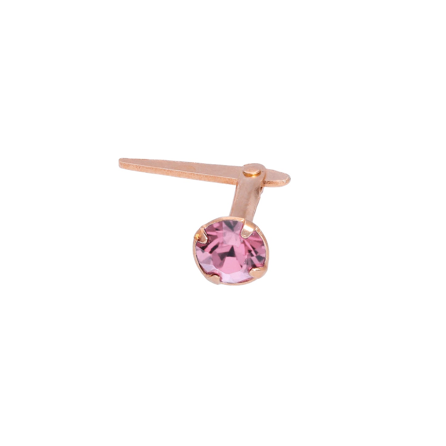 Piercing de nez Andralok en argent sterling plaqué or rose et cristal CZ de 3 mm