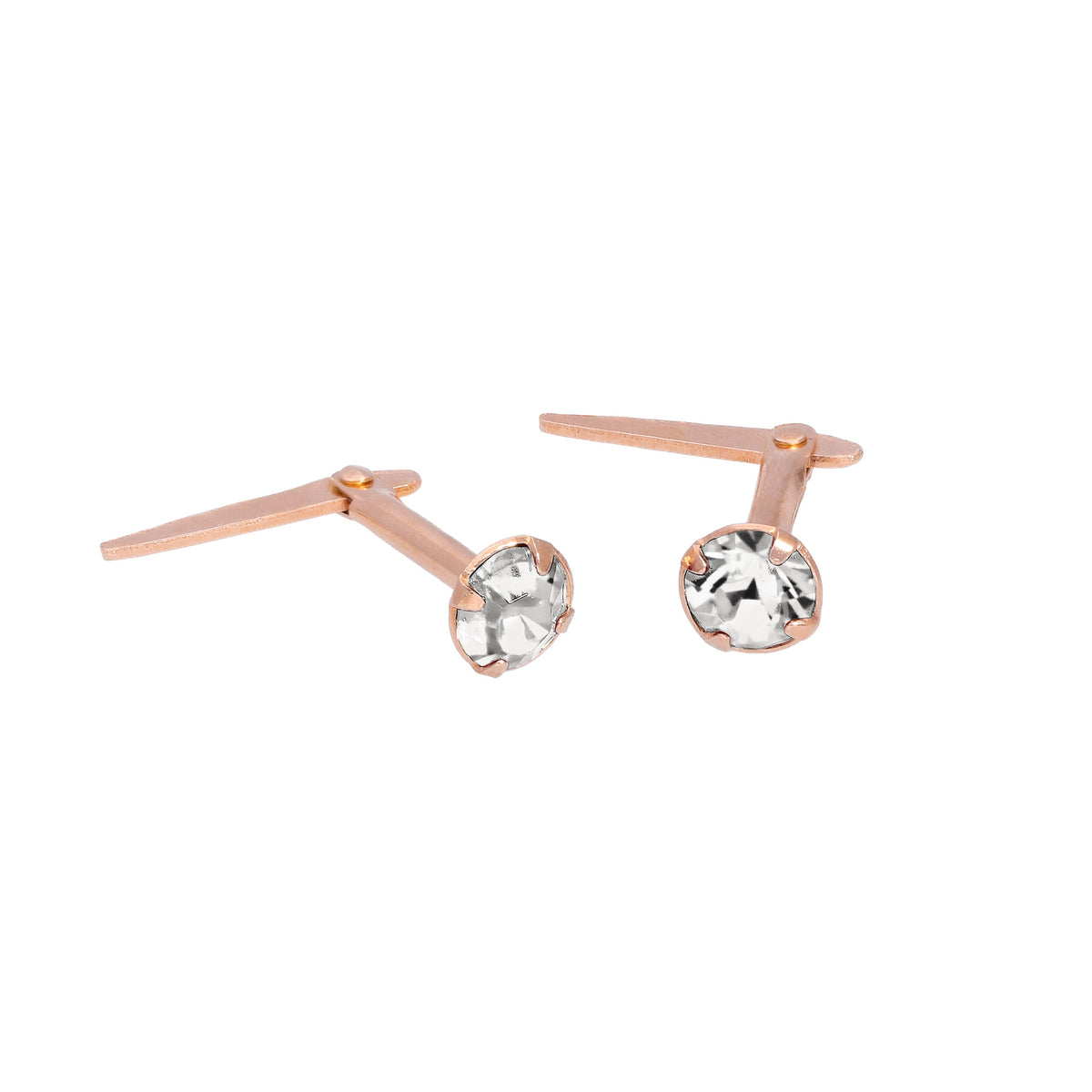 Boucles d'oreilles à tige Andralok en argent sterling plaqué or rose et cristal CZ de 3 mm