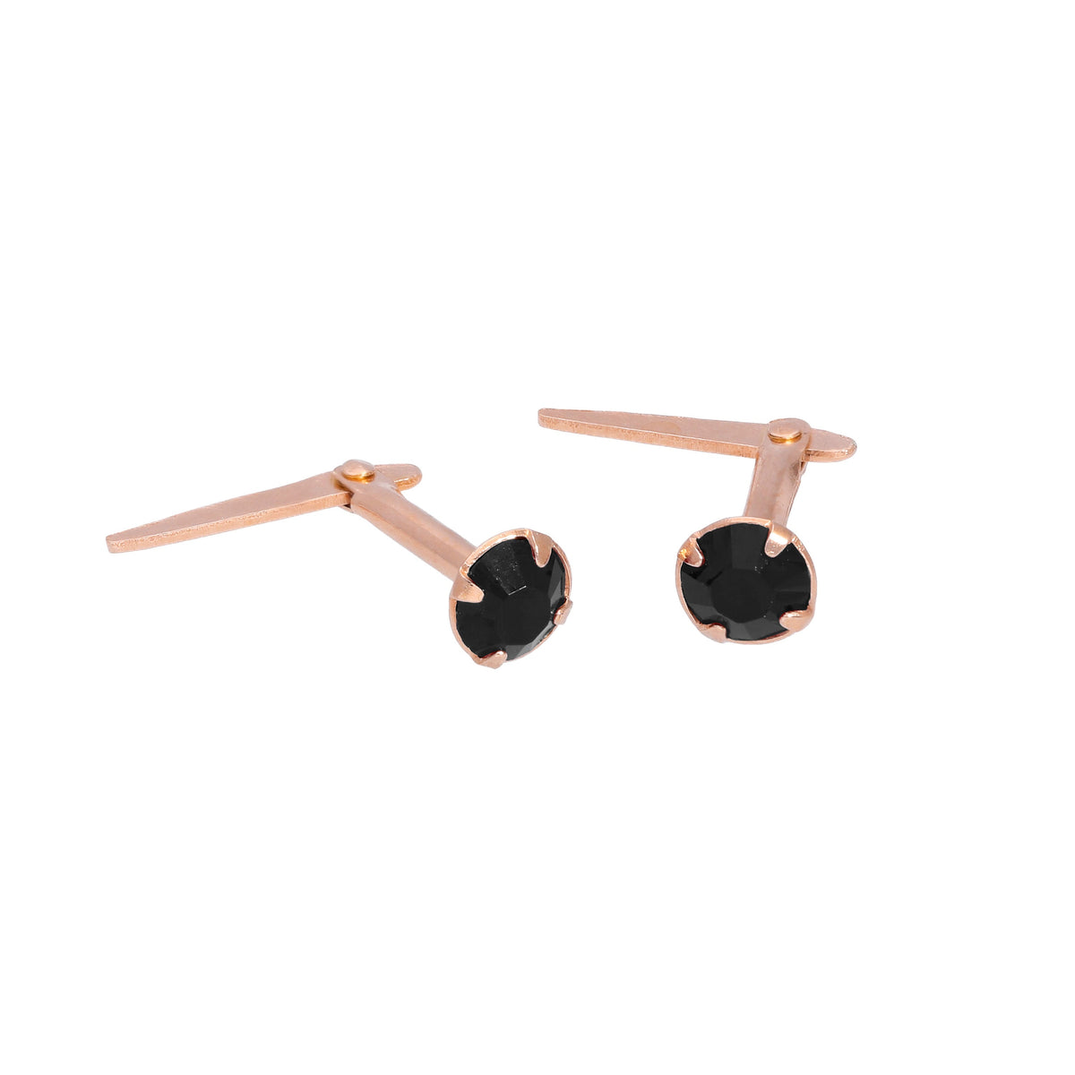 Boucles d'oreilles à tige Andralok en argent sterling plaqué or rose et cristal CZ de 3 mm