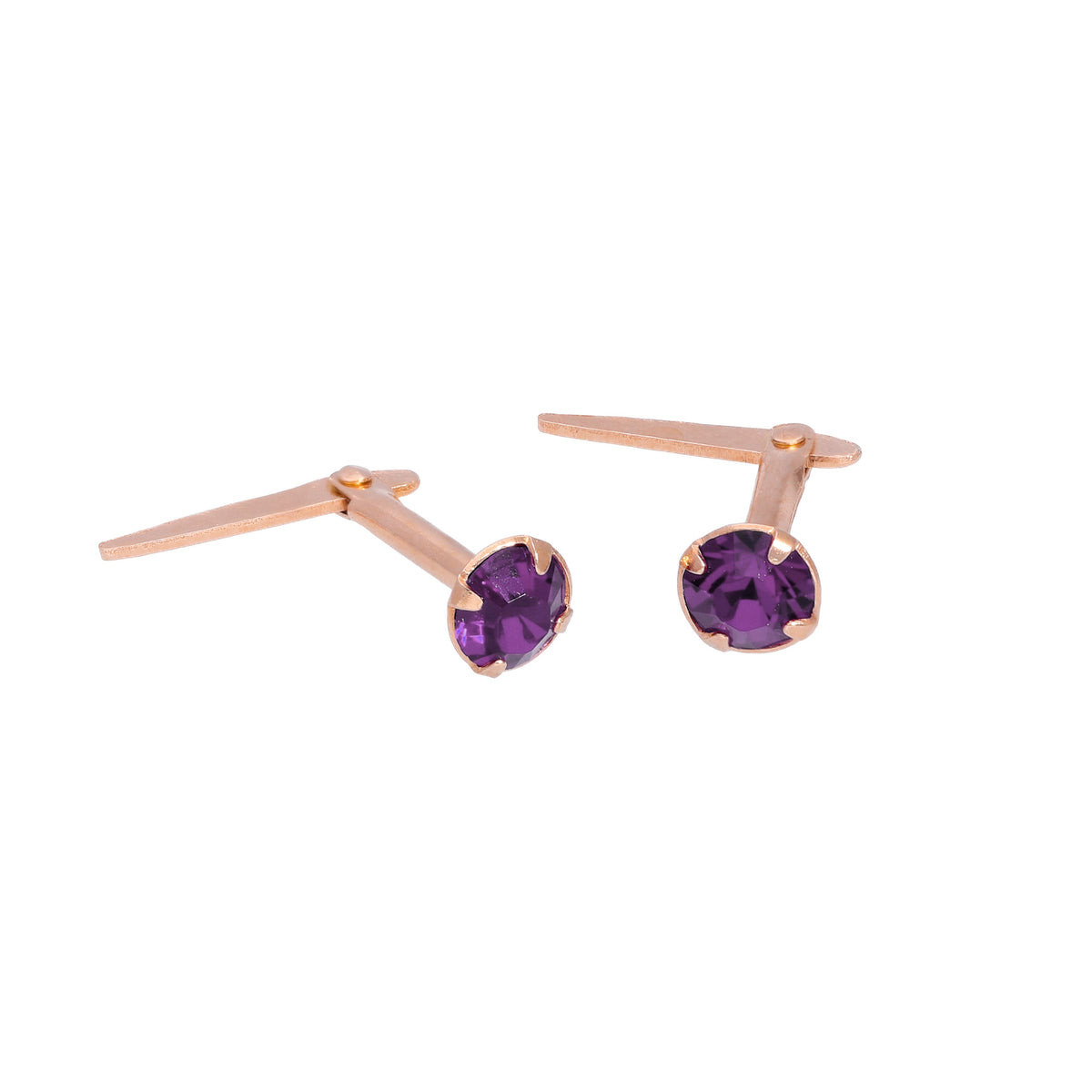 Boucles d'oreilles à tige Andralok en argent sterling plaqué or rose et cristal CZ de 3 mm
