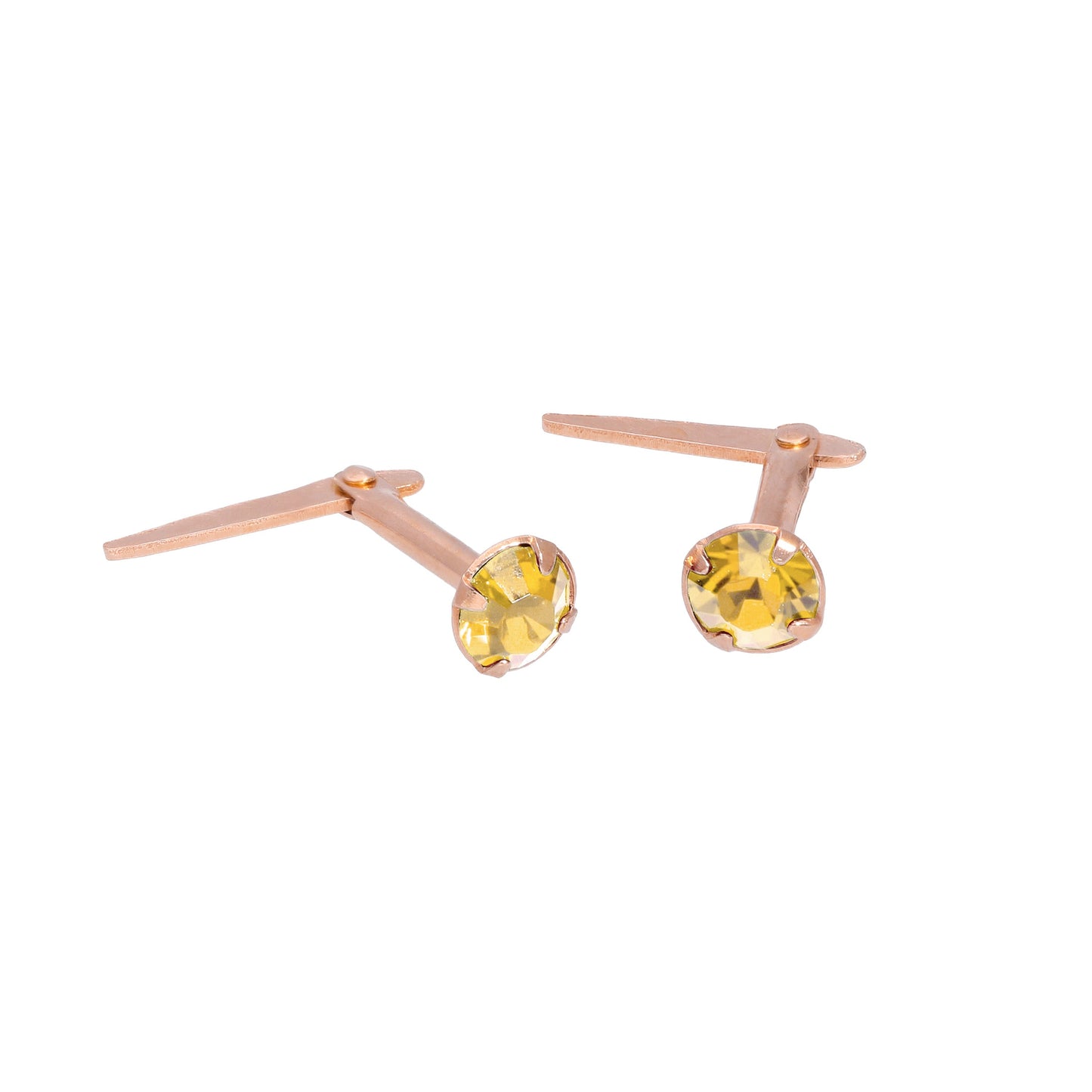 Boucles d'oreilles à tige Andralok en argent sterling plaqué or rose et cristal CZ de 3 mm