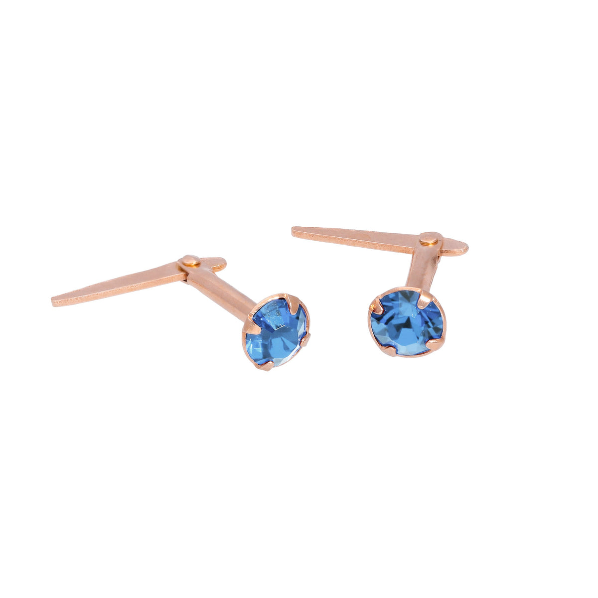 Boucles d'oreilles à tige Andralok en argent sterling plaqué or rose et cristal CZ de 3 mm