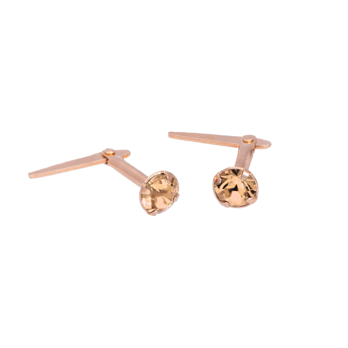 Boucles d'oreilles à tige Andralok en argent sterling plaqué or rose et cristal CZ de 3 mm