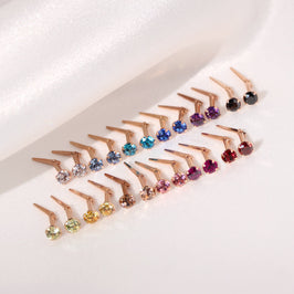 Boucles d'oreilles à tige Andralok en argent sterling plaqué or rose et cristal CZ de 3 mm