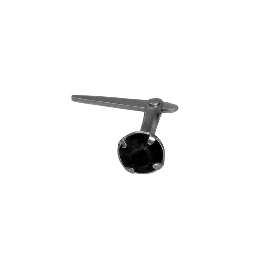 Piercing de nez Andralok en argent sterling rhodié noir et cristal CZ noir de 3 mm