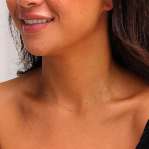 Collier en or 9 carats avec diamants de 0,03 carat, 40 cm