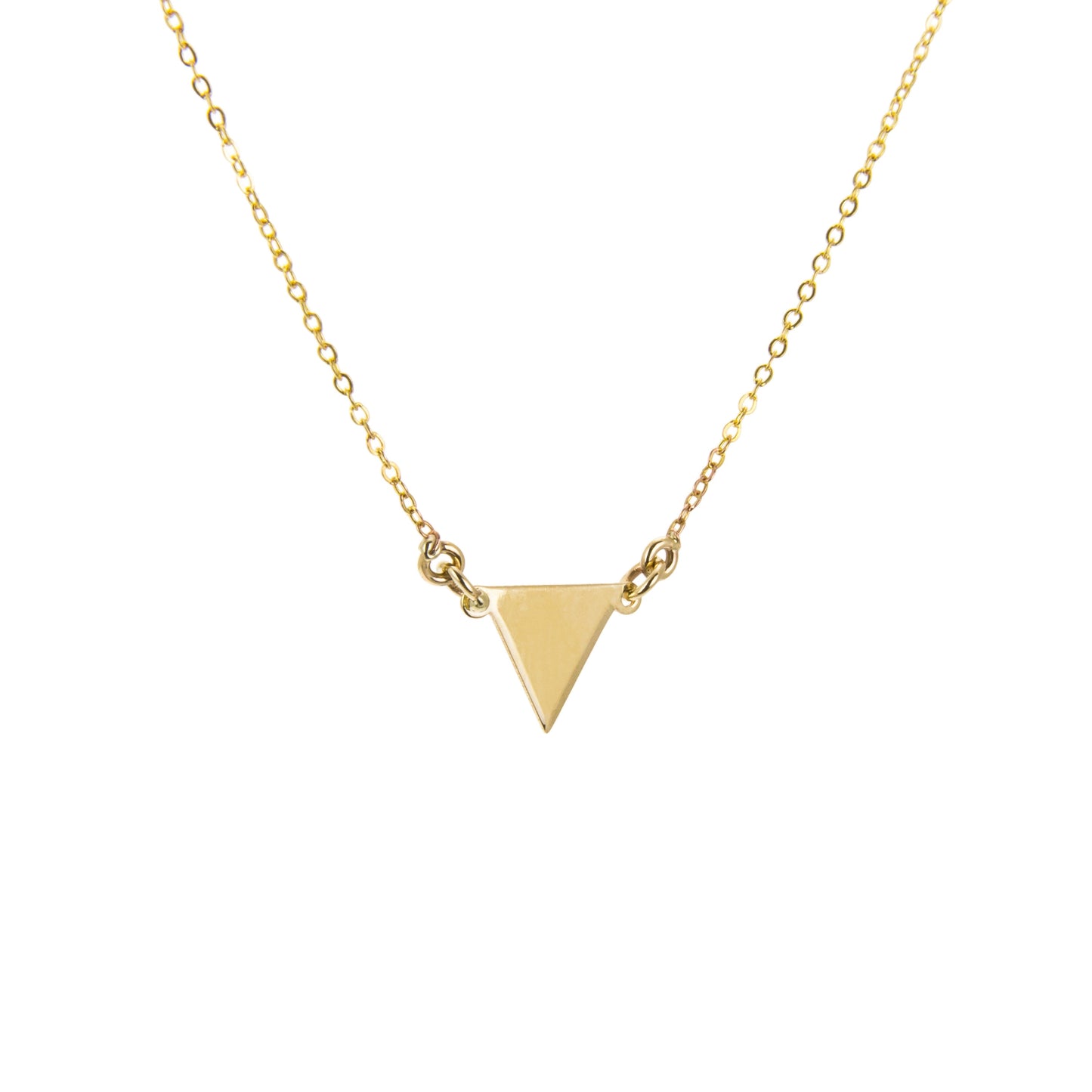 Collier avec pendentif triangle plat en or jaune 9 carats