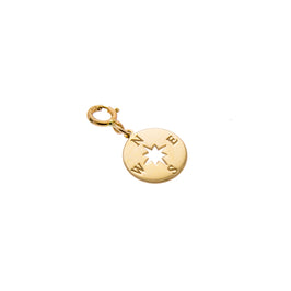 Breloque à clip boussole en or jaune 9 carats